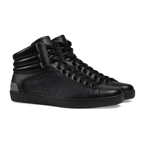 black studded gucci sneakers|Gucci ace high top sneakers.